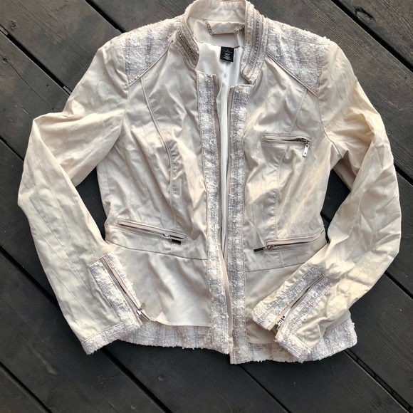 White House Black Market Jackets & Blazers - White House Black Market Tweed Trim Satin Feel White House Black Market Jackets & Blazers - White House Black Market Tweed Trim Satin Feel